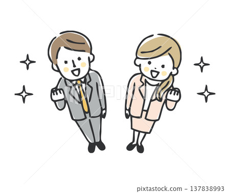 Businessman and business woman who pose a gut Businessman and business woman who pose a gut 137838993