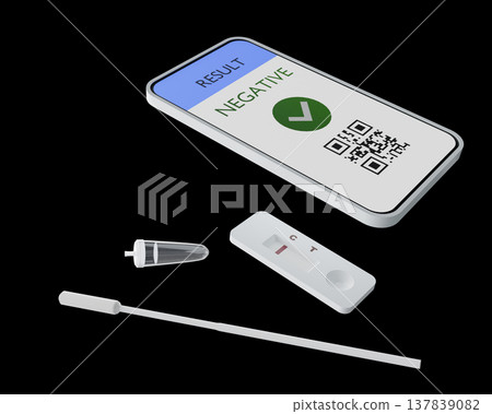 Antigen test kit negative, health tech, 3DCG, aerial 137839082