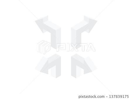 A set of gray, right-angled, three-dimensional arrow designs. A set of gray, right-angled, three-dimensional arrow designs. 137839175