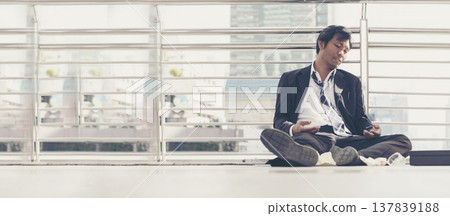 Banner Failure businessman unemployed jobless recession crisis stress and lose job. Panorama Despair Failure bankruptcy businesspeople in middle aged depressed failed situation wide with copy space Banner Failure businessman unemployed jobless recession crisis stress and lose job. Panorama Despair Failure bankruptcy businesspeople in middle aged depressed failed situation wide with copy space 137839188