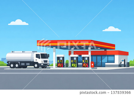 Tanker trucks and gas stations 137839366