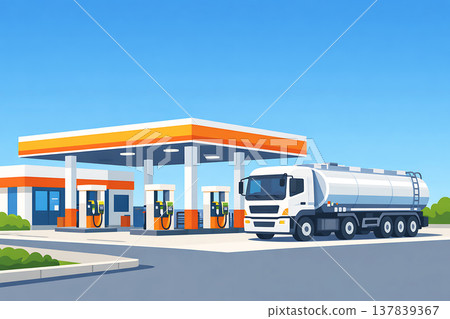 Tanker trucks and gas stations 137839367