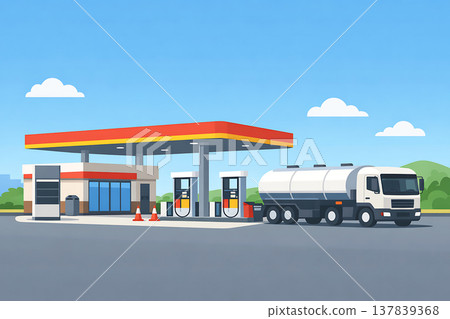 Tanker trucks and gas stations 137839368