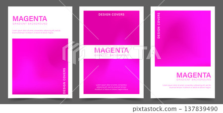 Fuchsia gradient. Abstract fluid magenta art print background for modern exhibition posters. Vector illustration 137839490
