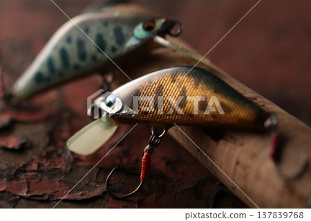 Lures used for fishing in mountain streams Lures used for fishing in mountain streams 137839768