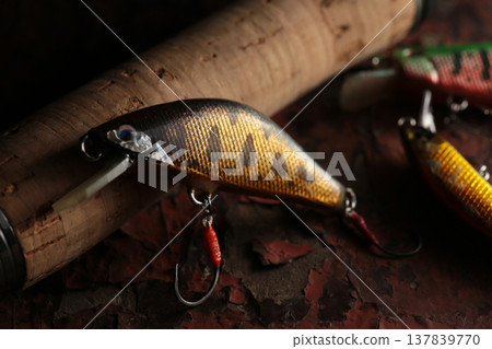 Lures used for fishing in mountain streams Lures used for fishing in mountain streams 137839770