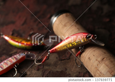 Lures used for fishing in mountain streams Lures used for fishing in mountain streams 137839771