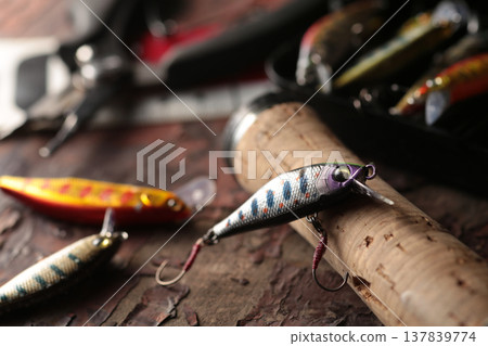 Lures used for fishing in mountain streams 137839774