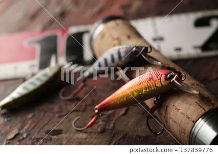 Lures used for fishing in mountain streams Lures used for fishing in mountain streams 137839776