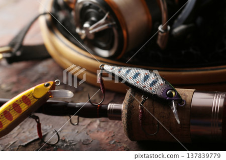 Lures used for fishing in mountain streams Lures used for fishing in mountain streams 137839779