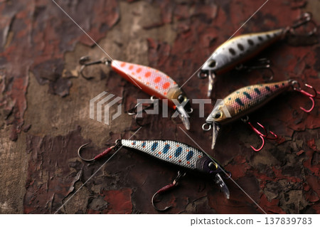 Lures used for fishing in mountain streams Lures used for fishing in mountain streams 137839783