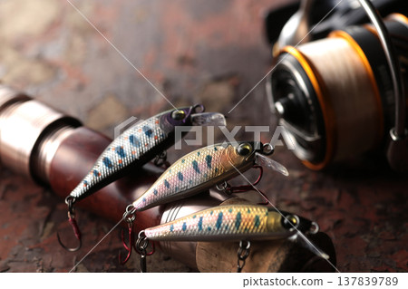 Lures used for fishing in mountain streams Lures used for fishing in mountain streams 137839789