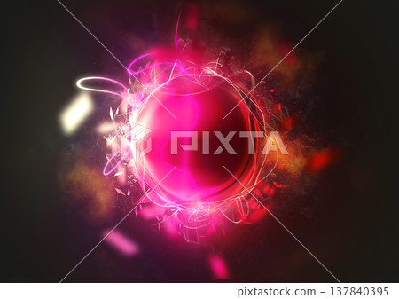 A 3D illustration of a glowing, abstract red sphere. A 3D illustration of a glowing, abstract red sphere. 137840395