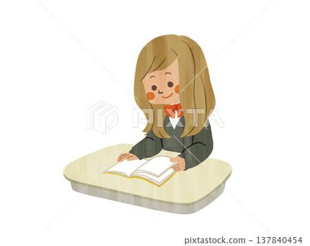 一名女學生在座位上看書－加什 137840454