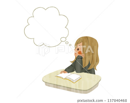 一位陷入沉思的女學生－加什 137840468