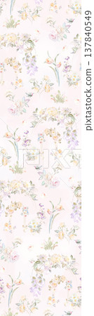 watercolor painting of leaf and flowers pattern watercolor painting of leaf and flowers pattern 137840549