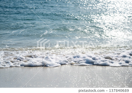 陽光灑滿白濱海灘的海岸線 137840689