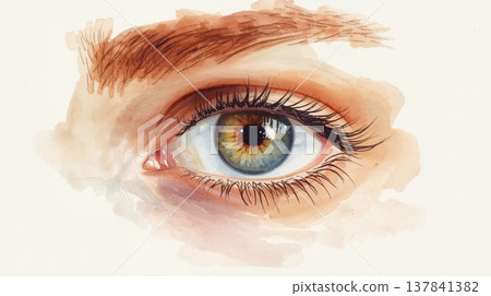 Close-up of an eye in watercolor 137841382