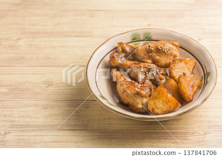 Teriyaki chicken wings and potatoes Teriyaki chicken wings and potatoes 137841706