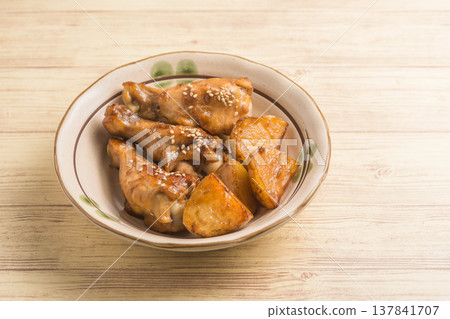 Teriyaki chicken wings and potatoes Teriyaki chicken wings and potatoes 137841707