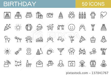 Birthday-related LINE icon set: Party, gift, celebration, etc. Birthday-related LINE icon set: Party, gift, celebration, etc. 137841767