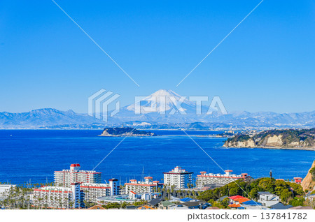 Mt. Fuji and Enoshima from Zushi Mt. Fuji and Enoshima from Zushi 137841782