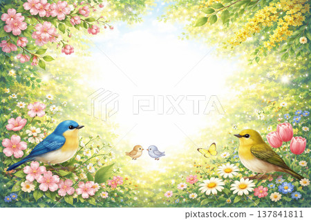 Frame material Spring/early summer image Flower Anime style 137841811