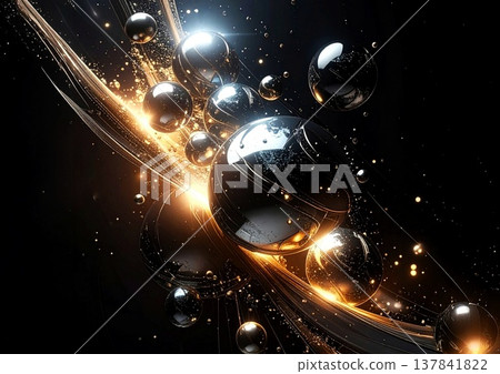 一個閃亮的黑色球體 137841822