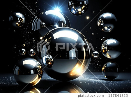 一個閃亮的黑色球體 137841823