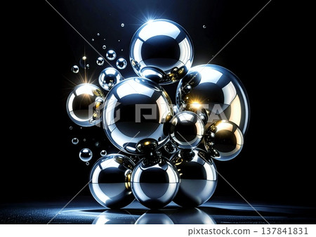 一個閃閃發光的黑色球體 137841831