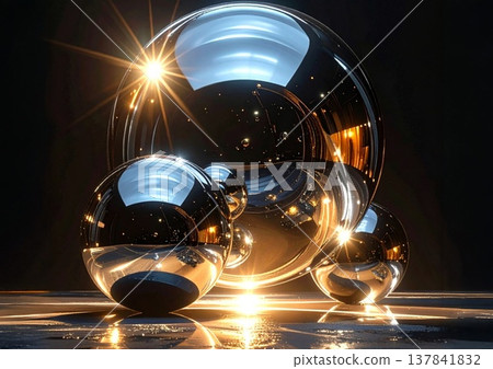 一個閃閃發光的黑色球體 137841832