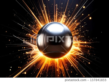 一個閃閃發光的黑色球體 137841833
