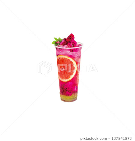 Dragon Fruit and Grapefruit Iced Tea 137841873