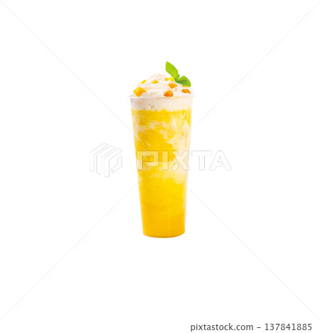 Mango Smoothie with Whipped Cream Mango Smoothie with Whipped Cream 137841885