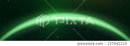 Futuristic sunrise of the planet. Solar ring light effect. Cosmic cyber security. Starry abstract background with glowing planet Earth. Vector illustration. Futuristic sunrise of the planet. Solar ring light effect. Cosmic cyber security. Starry abstract background with glowing planet Earth. Vector illustration. 137842218
