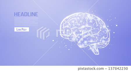 Human brain. Wireframe low poly style. Concept for medical, brain cancer, neural network. Abstract modern vector illustration on color background. Human brain. Wireframe low poly style. Concept for medical, brain cancer, neural network. Abstract modern vector illustration on color background. 137842230
