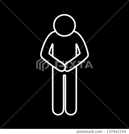 鞠躬的人的線條圖示(白色) 鞠躬的人的線條圖示(白色) 137842234