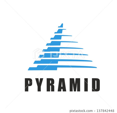 Triangle blue pyramid icon with sharp angles. Minimalist vector geometric pyramid is perfect for representing modern business ventures, financial growth strategies, advanced technology platform Triangle blue pyramid icon with sharp angles. Minimalist vector geometric pyramid is perfect for representing modern business ventures, financial growth strategies, advanced technology platform 137842448