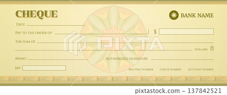 Bank cheque or payment check of blank paper checkbook for donate and charity, vector template. Bank cheque background with guilloche for money donation or payment bill coupon of paper checkbook Bank cheque or payment check of blank paper checkbook for donate and charity, vector template. Bank cheque background with guilloche for money donation or payment bill coupon of paper checkbook 137842521