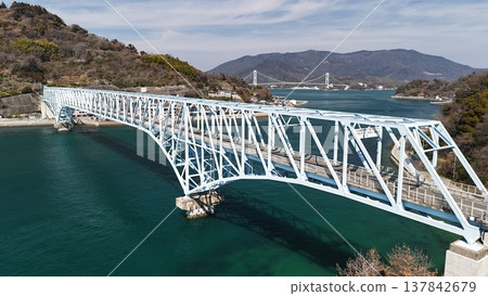 Akinada Tobishima Kaido [Kamagari Ohashi Bridge/Deai no Yakata] Photographed in March 2026_Drone aerial photography_HKKAMAB_No18 137842679