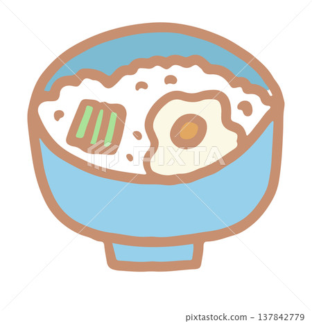 Hand drawn Asian rice bowl with fried egg for lunch break, office workers, lunch box, food, cafe, menu, restaurant, recipe, cook book, department store, supermarket, mart, quick meal, street stalls Hand drawn Asian rice bowl with fried egg for lunch break, office workers, lunch box, food, cafe, menu, restaurant, recipe, cook book, department store, supermarket, mart, quick meal, street stalls 137842779