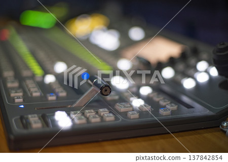 Professional Video Production Switcher with T-Bar Fader and copy space 137842854