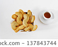 Plate with cookies  and a cup of coffee 137843744