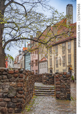 Old streets of Riga city center in the evening. Latvia Old streets of Riga city center in the evening. Latvia 137844008