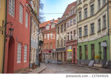 Old streets of Riga city center in the evening. Latvia Old streets of Riga city center in the evening. Latvia 137844026
