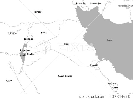 Geopolitical Map of Iran and Israel Conflict in Middle East 137844638