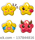 emoticon emoji kawaii star doodle marker style set 137844816