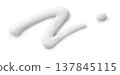 White swatch of cosmetic cream texture isolated on white background. 137845115