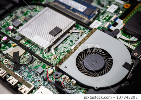 Cooling fans system on motherboards and CPUs in computers, servers, laptops and network devices. 137845295