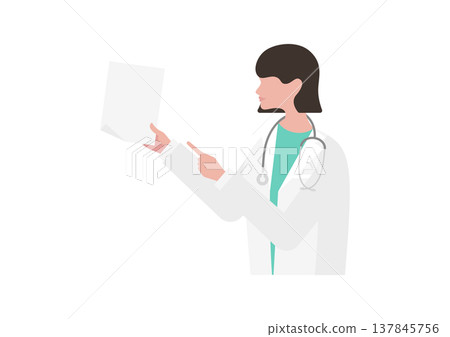 女醫生講解文件的向量插圖。 女醫生講解文件的向量插圖。 137845756